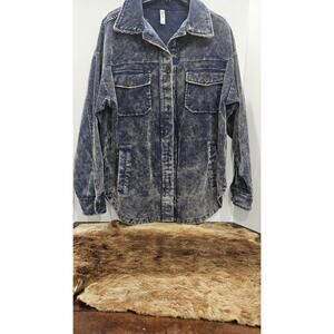 ZENANA Women's Corduroy Purple Long Sleeve Button Up Shirt Size Small